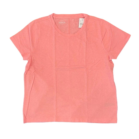 NWT J. Crew Hibiscus Pink Girlfriend Crewneck Cotton Tee - SIZE XL - Picture 1 of 10